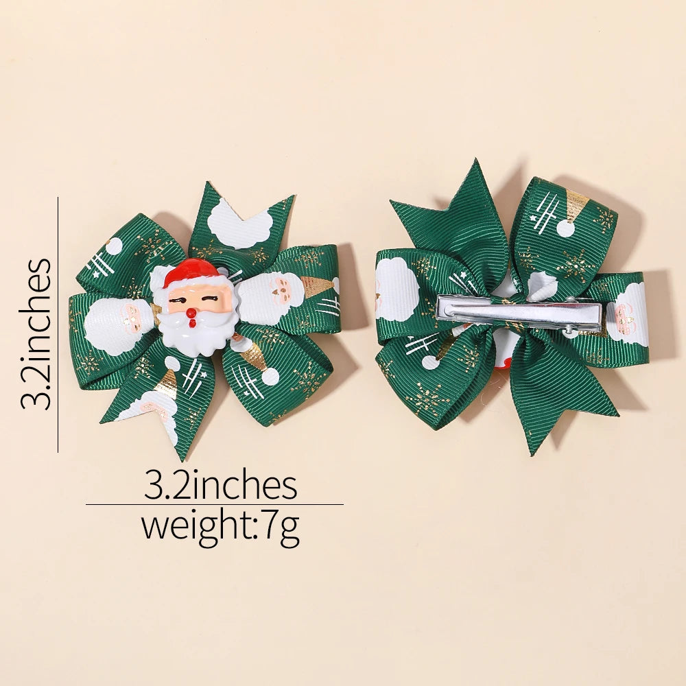 Christmas Sunflower Ribbon Hair Clip Acrylic Material Elk Santa Claus Bow Hair Clip Children's Christmas Party Headwear