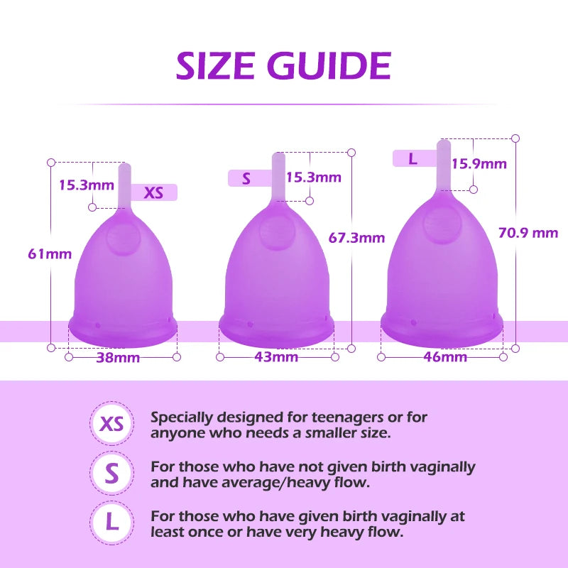 Feminy Menstrual Cup L - Medical Grade Silicone Soft Vaginal Tampon for Women Period Cup Certified Safe for Female Hygiene