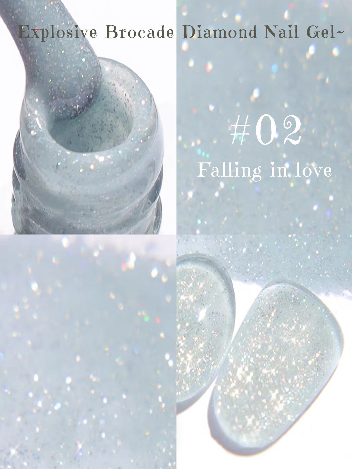 MN 1-9PCS Pink Blue White Green Color Series Gel Nail Polish With Strobe Glitter Brocade Diamond Gel Polish