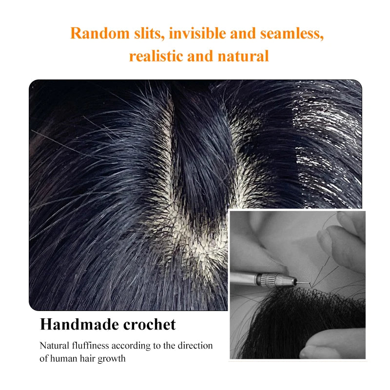 100% Human Hair 7X10cm Hairnet with French Bangs Toupee 25cm Straight Clip in Hair Extension Improve Volume Topper Hair Pieces