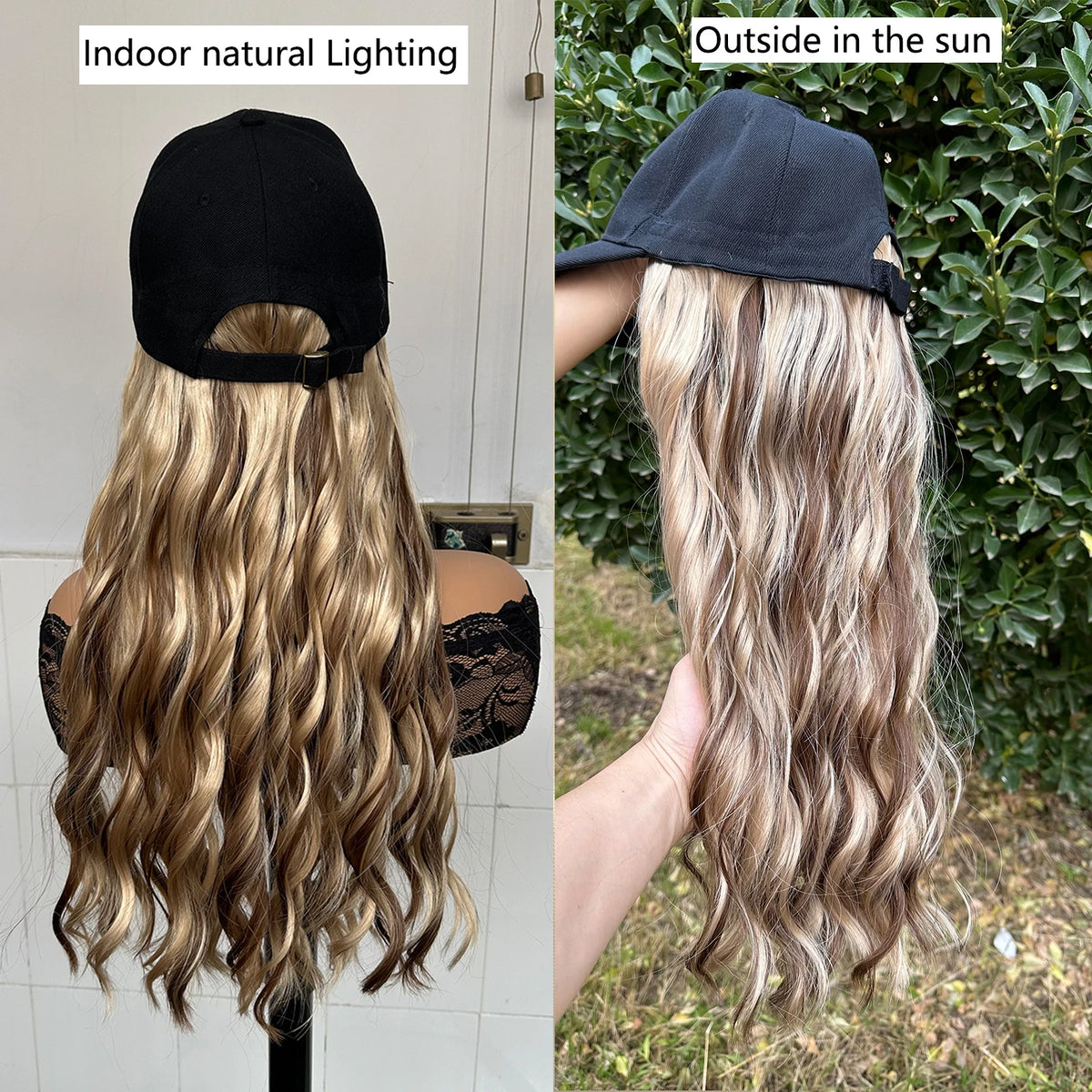 Baseball Hat Hooded Wig Hat Wig Wavy Curl Wig Synthetic Wig Beginners Friendly Heat Resistant Natural Looking For Daily Use
