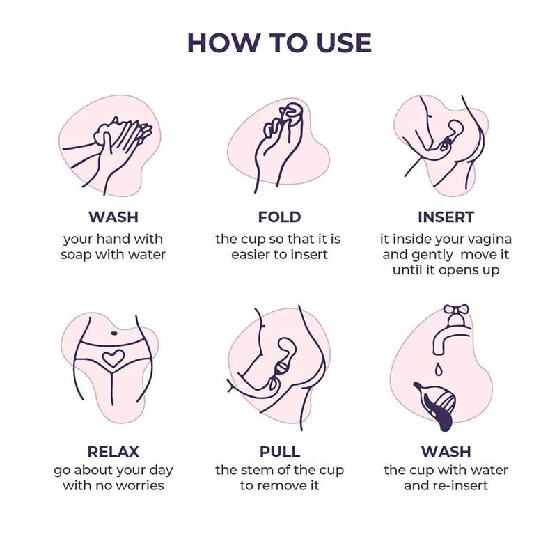 Feminy Menstrual Cup L - Medical Grade Silicone Soft Vaginal Tampon for Women Period Cup Certified Safe for Female Hygiene