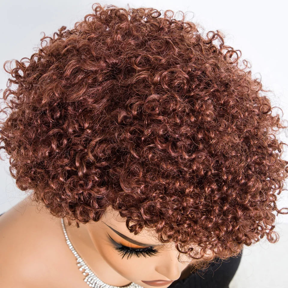 Lekker Short Pixie Cut Afro Kinky Curly Bob 100% Human Hair Wigs For Women Brazilian Remy Hair Full Machine Made Clearance Wigs