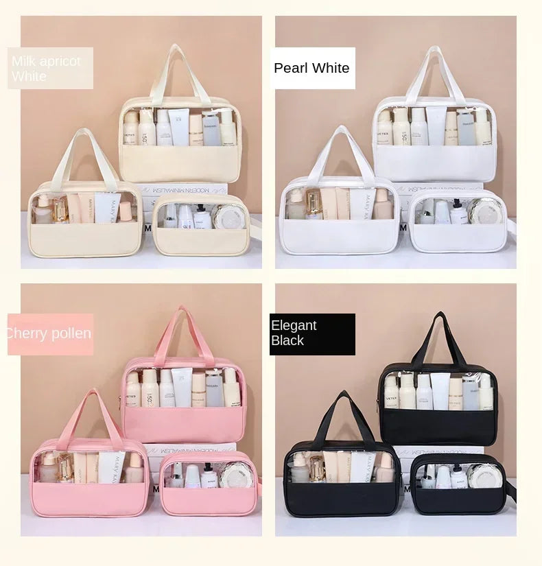 Women's Clear Makeup Bag Portable Travel Cosmetic Bag Large Capacity Bath Bag Multifunctional Waterproof Storage Compartment