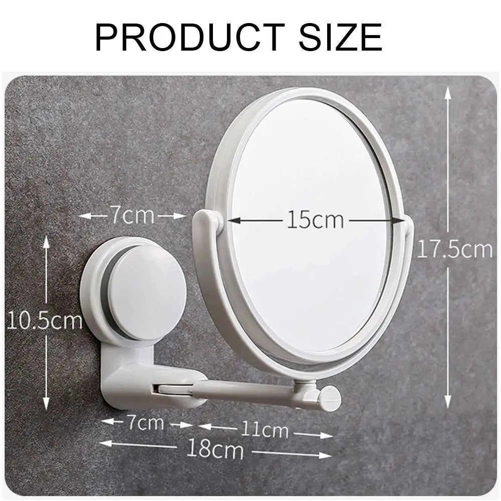 Rotating Plastic Folding Vacuum Suction Round Bath Accessorie Makeup Supplies Vanity Mirror Shave Mirrors Wall Hang Bath Mirror