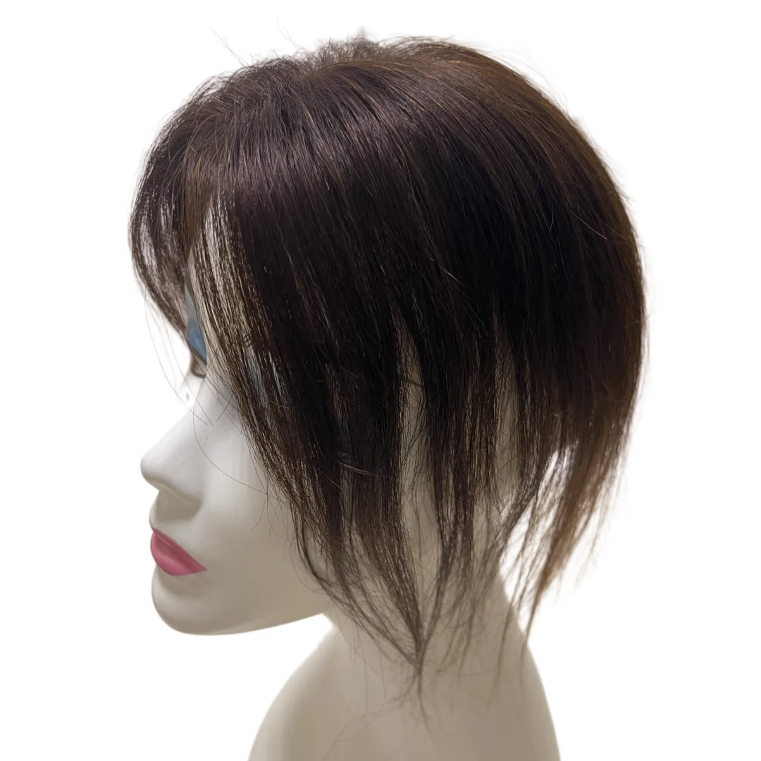 Ultra-Thin Mesh Hair Toppers 8x11cm Clip-In Bangs Hairpiece for Women Fluffy Real Hair Increase Volume Cover White Hair
