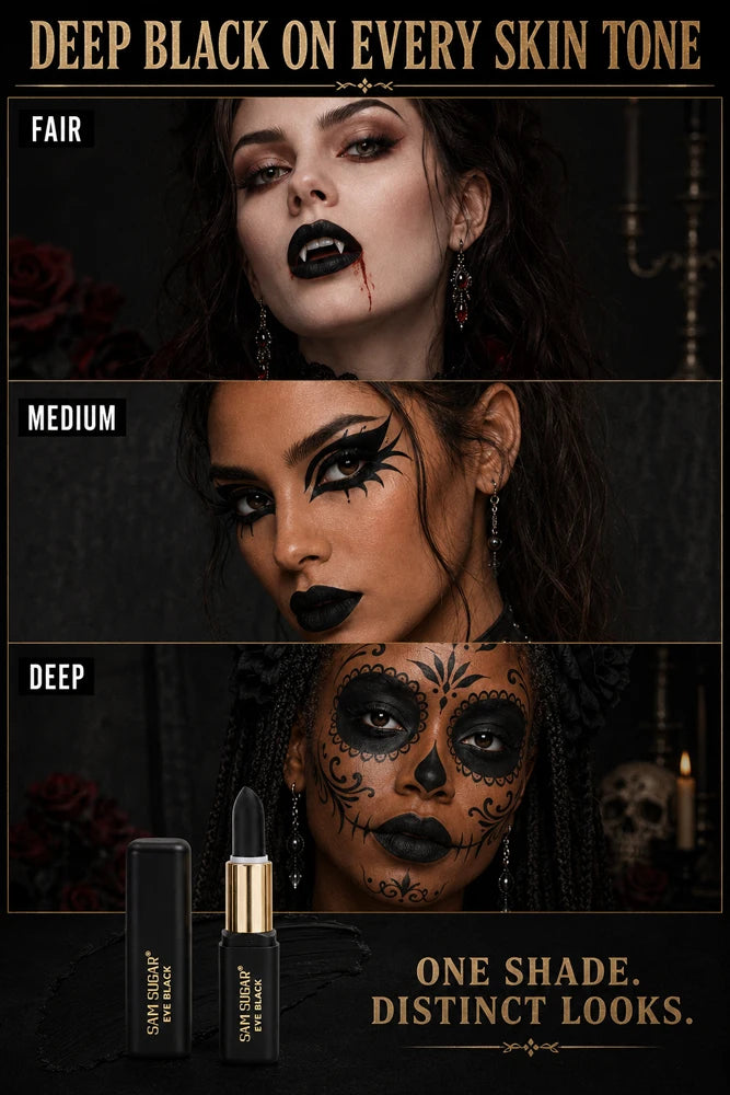 2PCS Halloween Black Face Paint Sticks, Matte Eye Black Makeup for Gothic Vampire Skull Cosplay Costume Party SFX Face Paint Kit