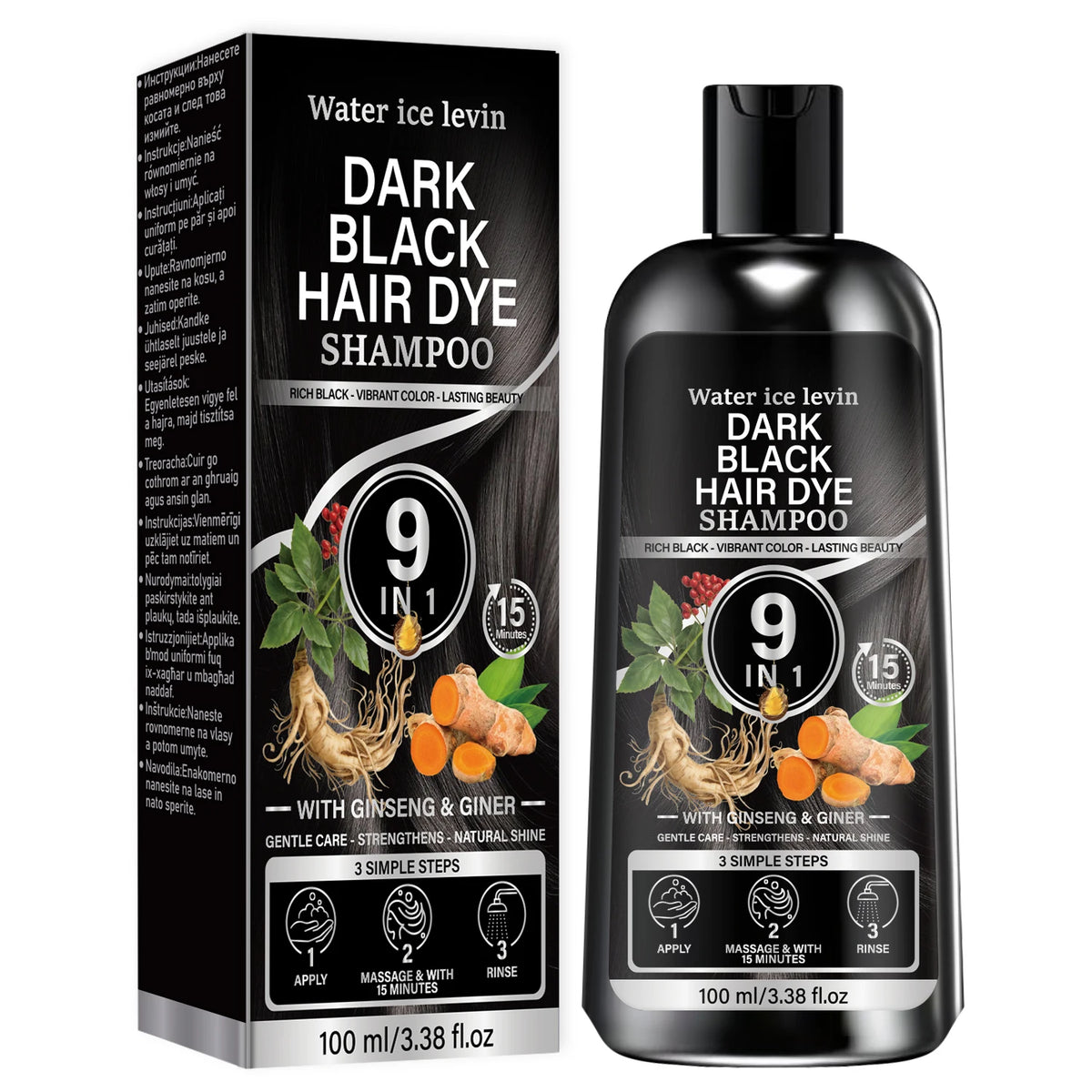 Black Hair Dye Shampoo with Biotin & Keratin, 9-in-1 Fast-Acting Color Shampoo for Rich, Long-Lasting Shine