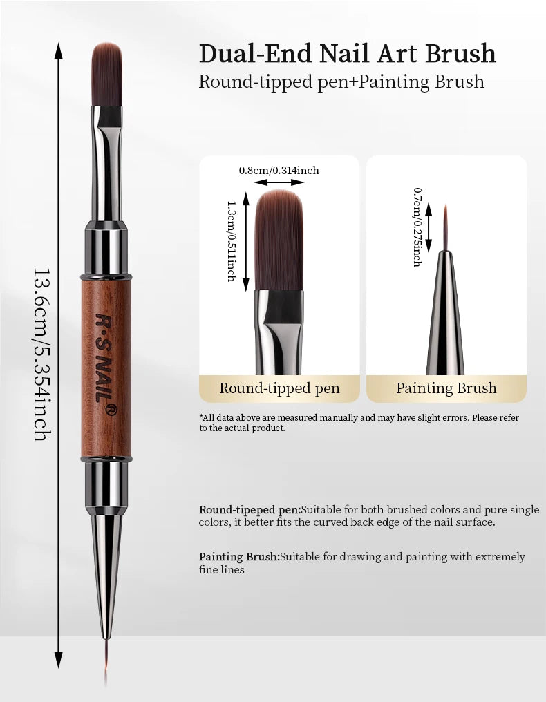 RSNAIL 1/2pcs Dual-ended Nail Design Brushes Phototherapy UV Builder Gel Nail Brush Silicone Carving Pen for DIY Manicure Tool