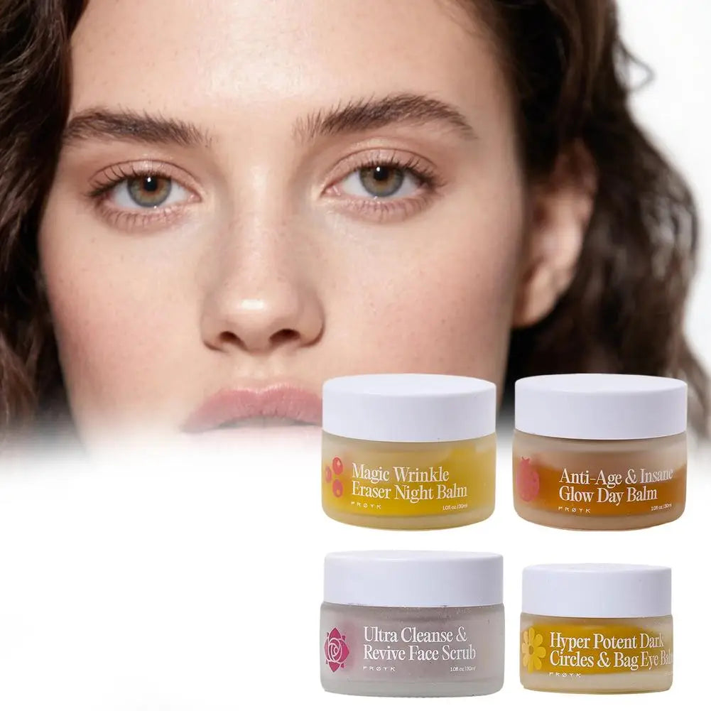 Froya Organics The Complete System For Mature Women's Skin Set Magic Wrinkle Eraser Night Balm Insane Glow Day Brand Cream Set