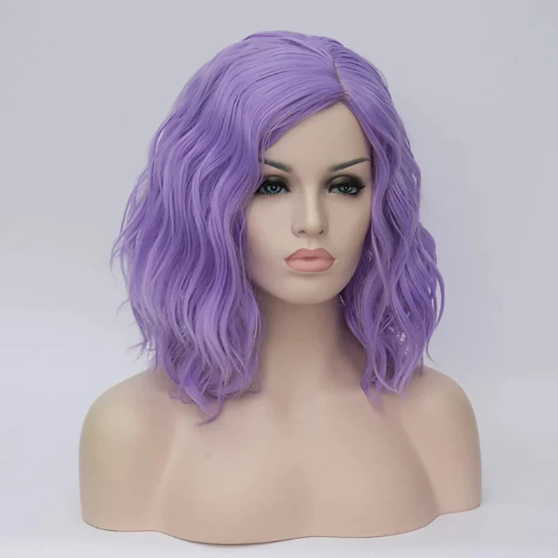 HAIRJOY Black White Wigs for Women Blue Pink Purple Green Multicolored Synthetic Hair Wig Cosplay Wigs Halloween