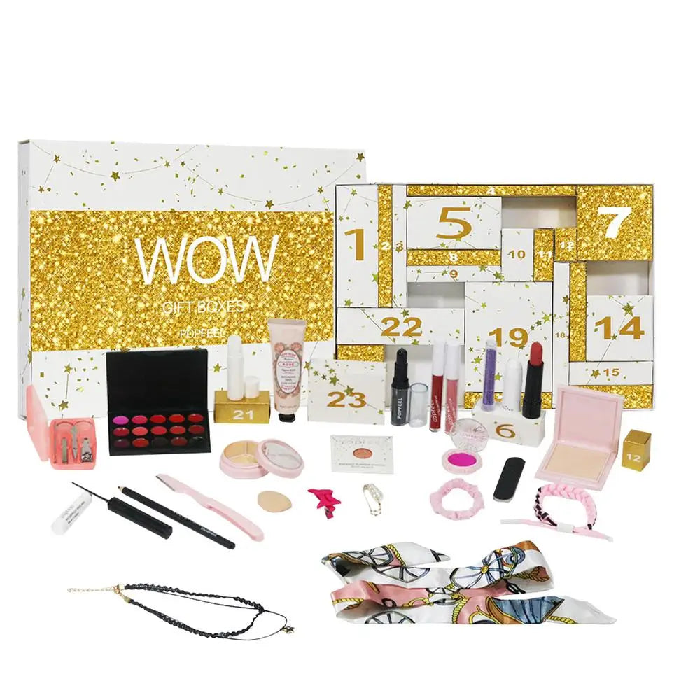 Christmas Advent Calendar Makeup Set Gift Box Christmas Lipstick Eyeshadow Cosmetics Set Party Makeup Gift Box For Women female