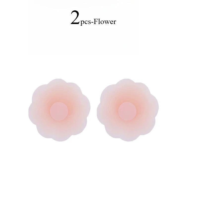 Reusable Breast Petals Lift Invisible Silicone Bra-less Pasties Pad Nipple Cover Invisible Petal Adhesive Stick on Bra 2-12pcs