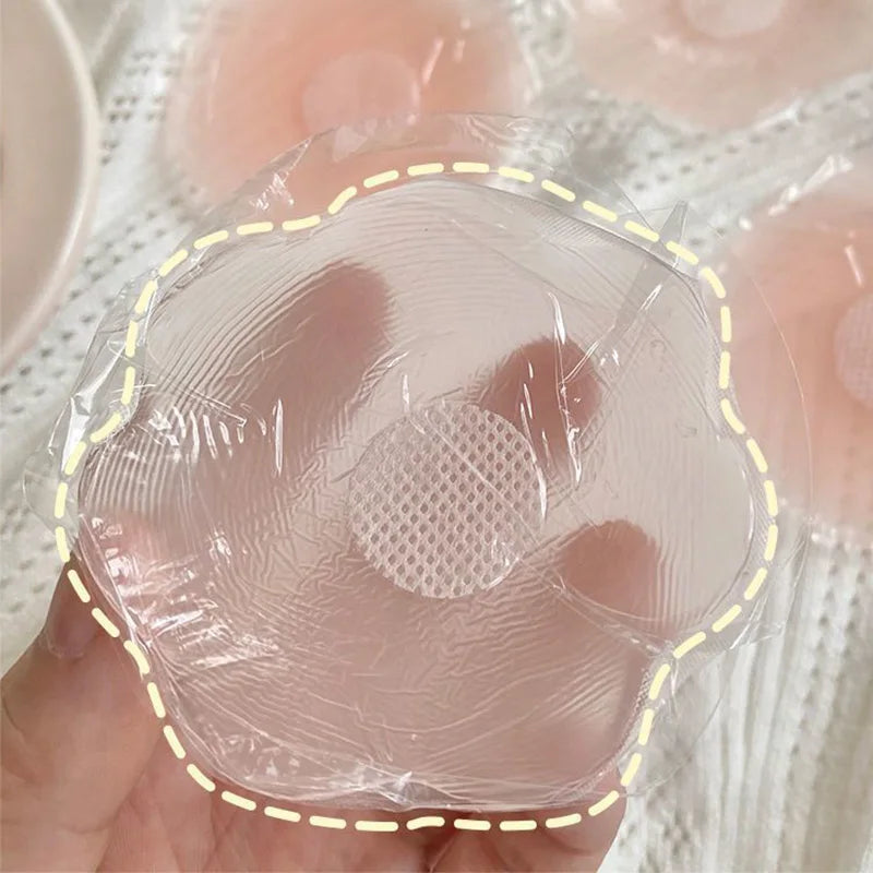 Round Reusable Breast Petals Lift Invisible Silicone Bra-less Pasties Pad Nipple Cover Invisible Petal Adhesive Stick on Bra