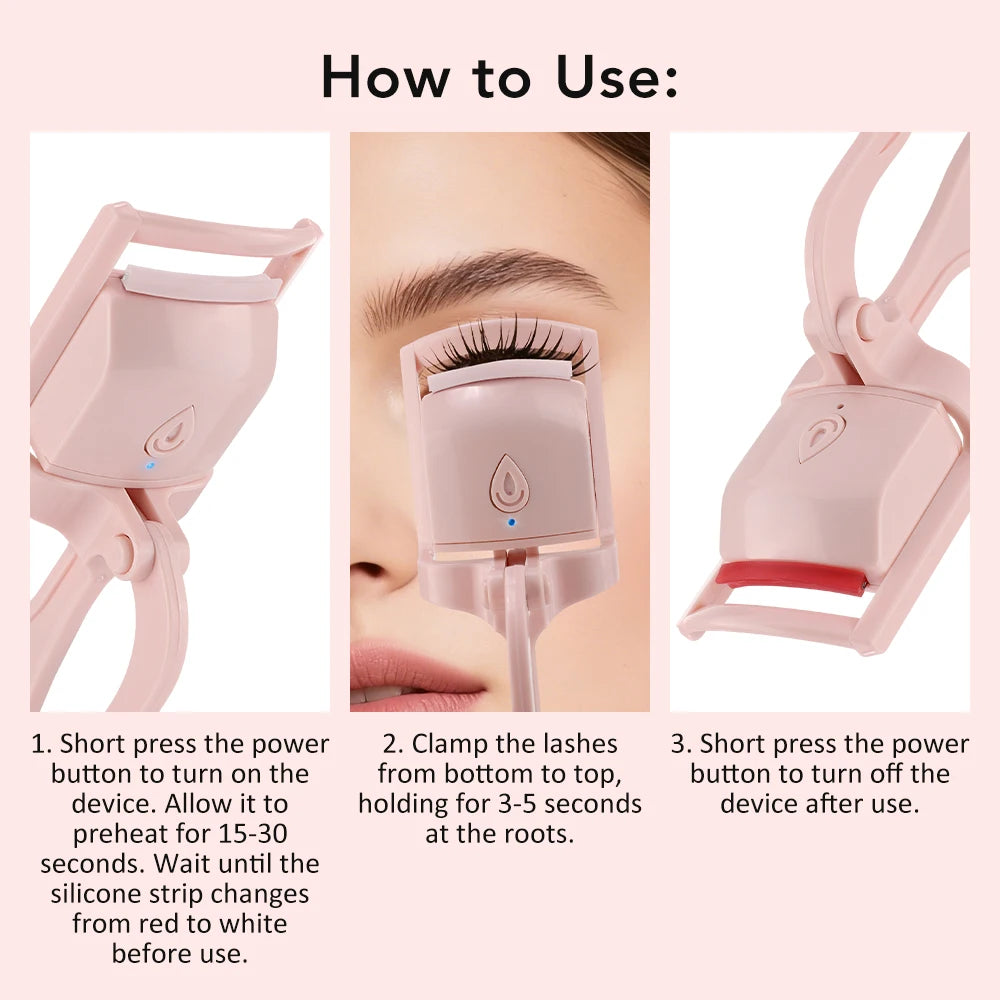 Electric Heated Eyelash Curler Comb Rechargeable Fast Heating Eyelash Curling Machine Long-Lasting Naturally Makeup Tool