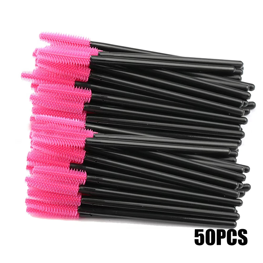 25/50PCS Eyelash Brush Silicone Gel Eyelashes Brushes Mascara Wands Applicator Spoolers Lashes Cosmetic Brushes Makeup Tools