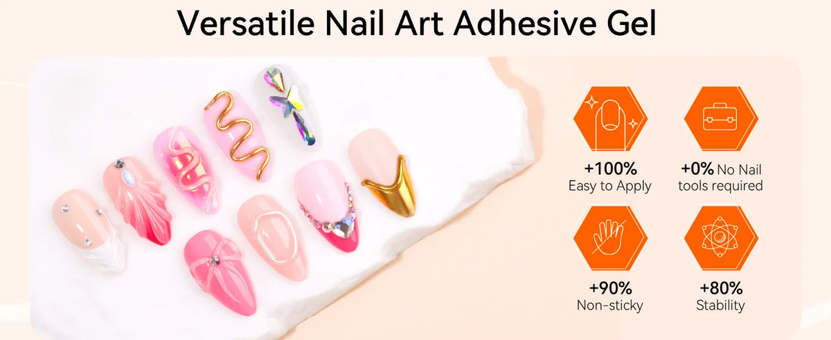 Makartt 3D Gel Nail Art – Clear & Noir Sculpting Gel for DIY Embossed Nail Designs – No Wipe Easy-Squeeze Tube Nail Glue