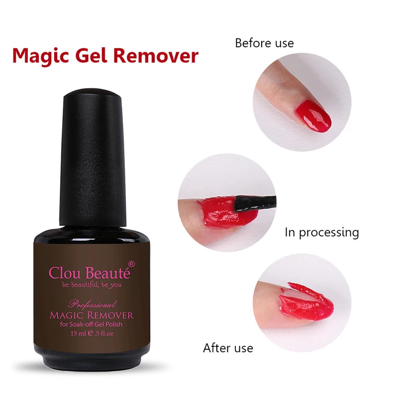 ClouBeaute Nail Gel Polish Remover Quick Easy Polish Magic Remover In 2-3 Minutes No Need Soaking Or Wrapping Nail Art 15ml