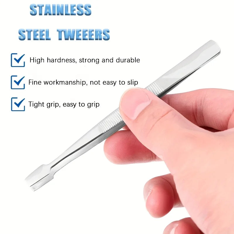 1/2 Pcs Stainless Steel Stamp Tweezers Stamp Collection Tools Flat Wide Tip Precision Tweezers Ideal for Collecting Stamps