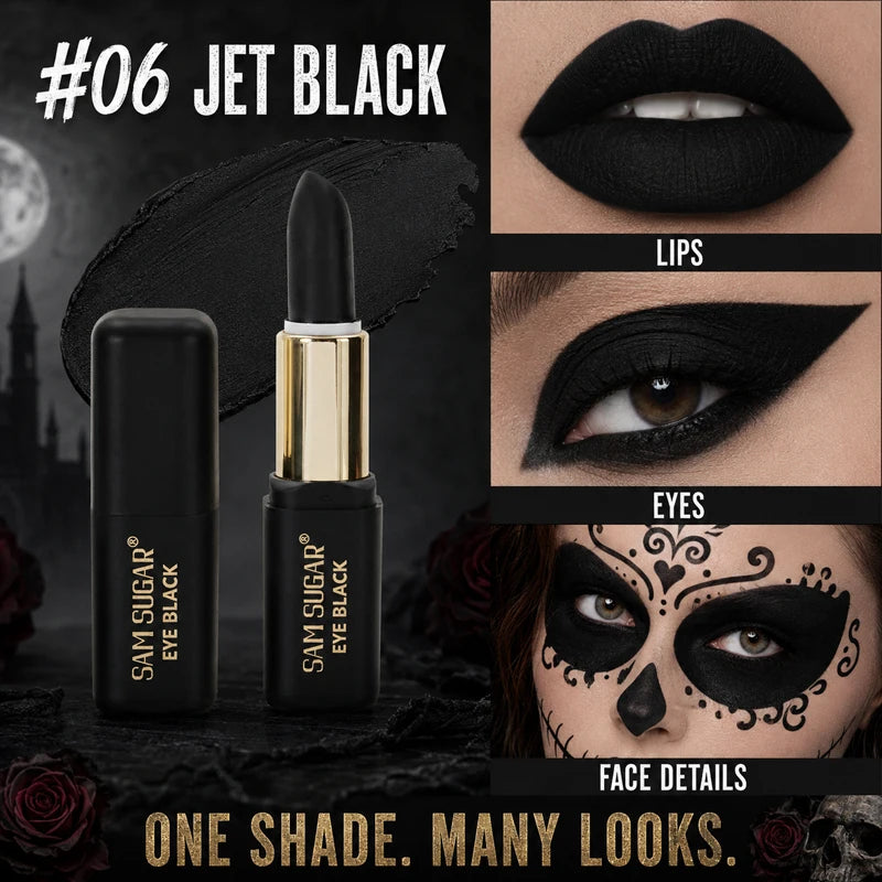 2PCS Halloween Black Face Paint Sticks, Matte Eye Black Makeup for Gothic Vampire Skull Cosplay Costume Party SFX Face Paint Kit