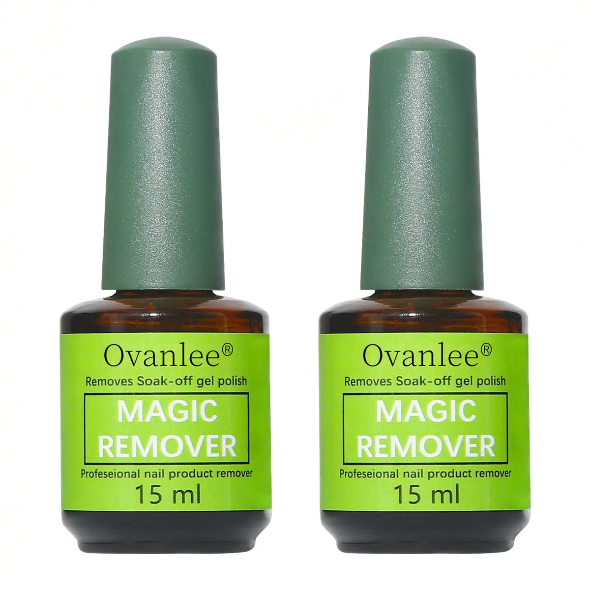 Ovanlee 2-Pack Magic Nail Gel Remover – 15ml X 2 Fast 2-5 Min Burst UV Polish Dissolver, No Foil Wraps, Low Odor & Gentle, Easy Peel-Off Gel Remover for DIY Manicure