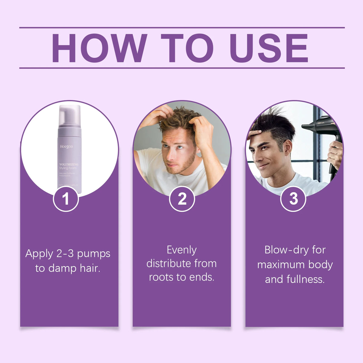 Hoegoa Hair Styling Mousse Deep Moisturizing Long Lasting Styling Oil Control Refreshing Reduce Frizzy Hair Volumizing Mousse