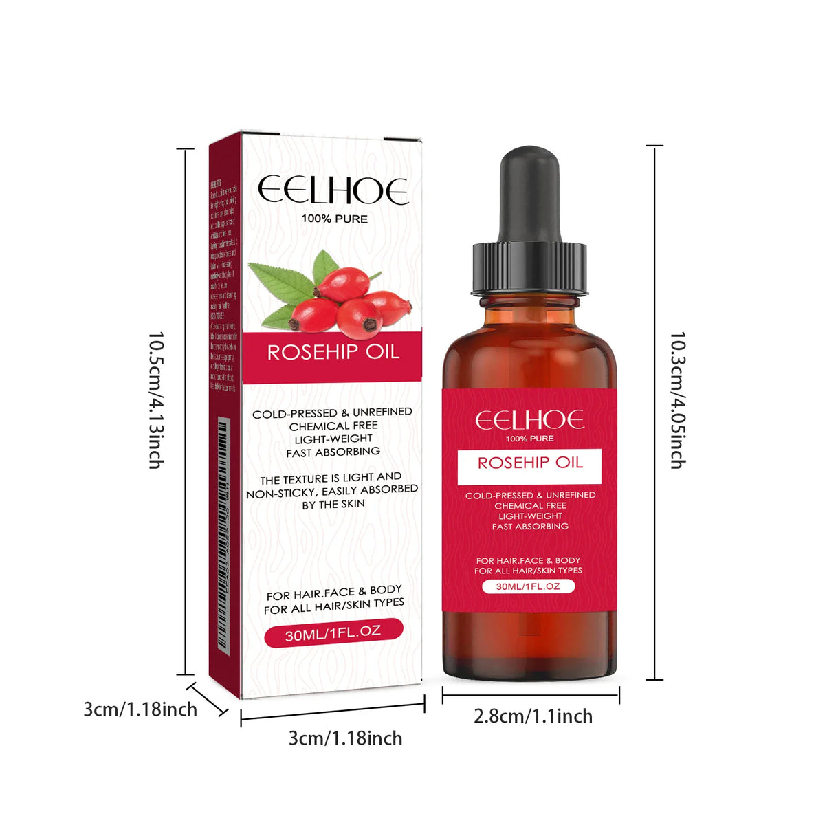 EELHOE Rosehip Facial Essential Oil Fade Fine Line Lifting Firming Repair Smooth Moisturizing Whitening Nourishing Skincare Oil