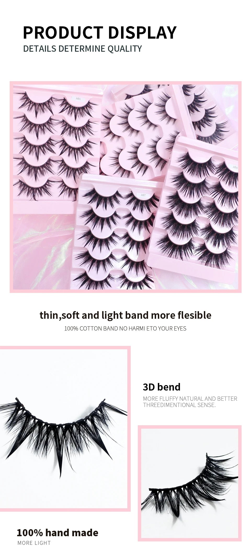 RED SIREN Eyelashes Makeup 5 Pairs Soft Natural Mink Lashes Korean Fashion Manga Lashes