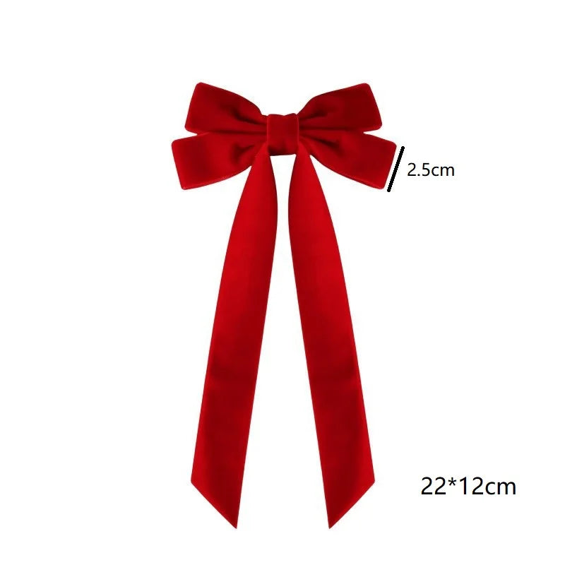 1/2/5/10pcs Christmas velvet with double bow hair clip, fashionable, simple and versatile princess duckbill clip hair accessory
