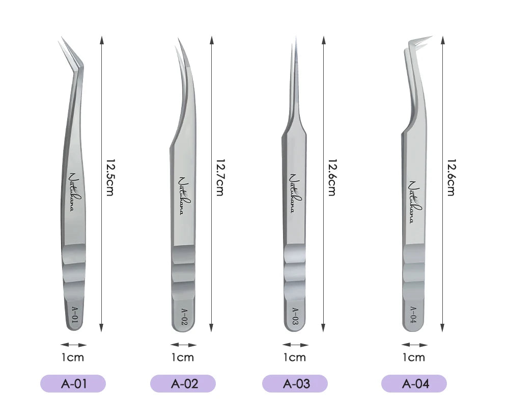 NATUHANA Anti-Static Lash Tweezers High Precision Stainless Steel Eyelash Extension Isolation Volume Tweezers Professional Tools