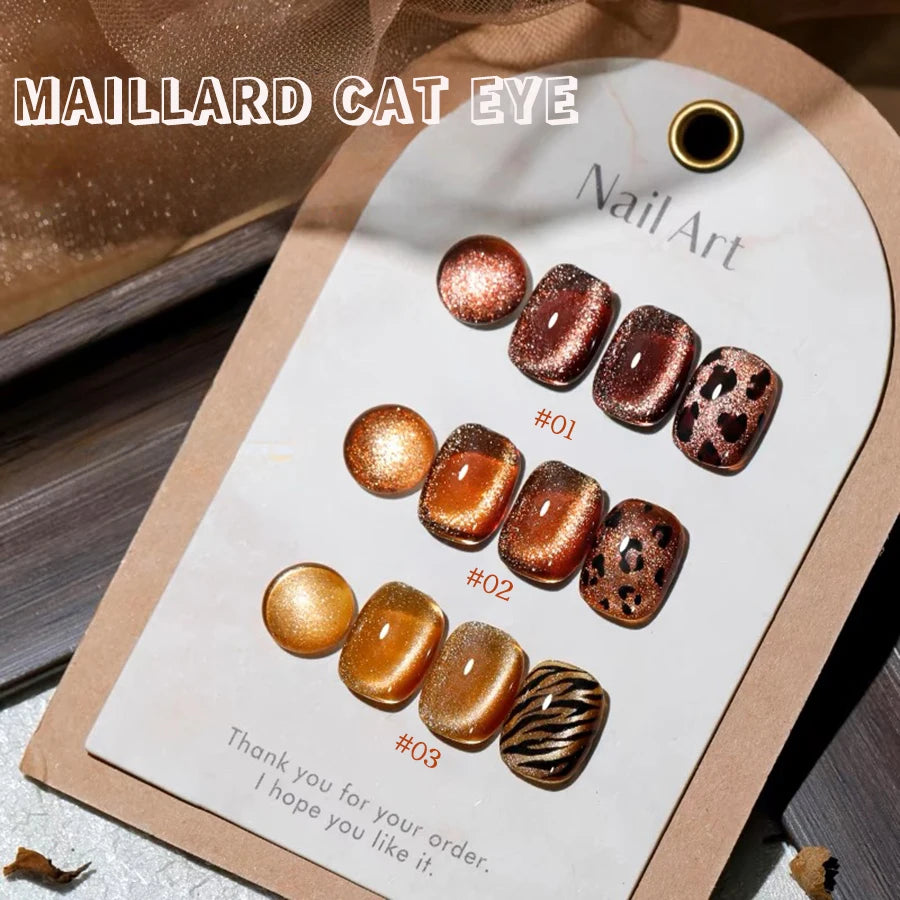 1-12pcs WS Autumn Winter Nails Golden Red Cat Eye Gel Nail Polish Whitening Popular Dopamine Nail Shop Nail Art Nail Supplies