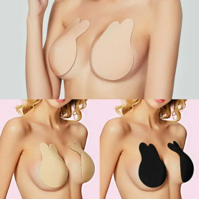 Women Breast Lifting Stickers Push Up Bras Silicone Invisible Chest Strapless Breast Rabbit Lift Up Tape Nipple Cover Bra Pads
