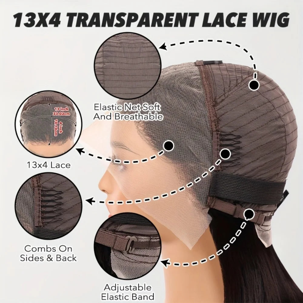 Chocolate Brown Body Wave Lace Front Wigs Human Hair Frontal Lace Wigs 220 Density 30 Inch 13x6 HD Transparent Lace Human Wigs