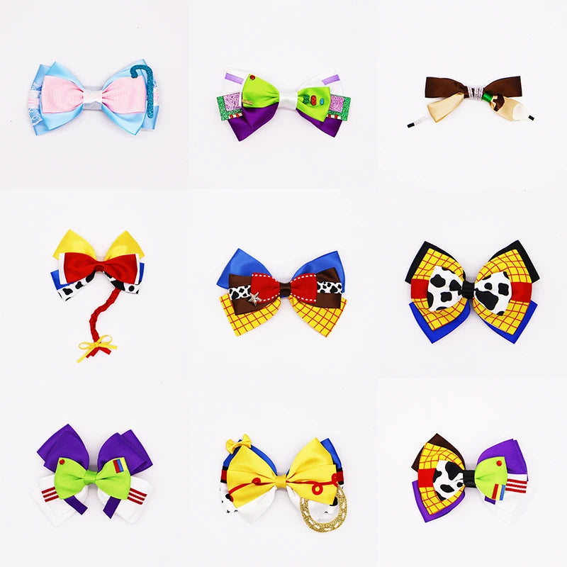 Cartoon Girl Bow Tie Hairpin Fun Pattern TOY Story for Women Girls Festivals Daily Wear Cute Children's Hair Accessories