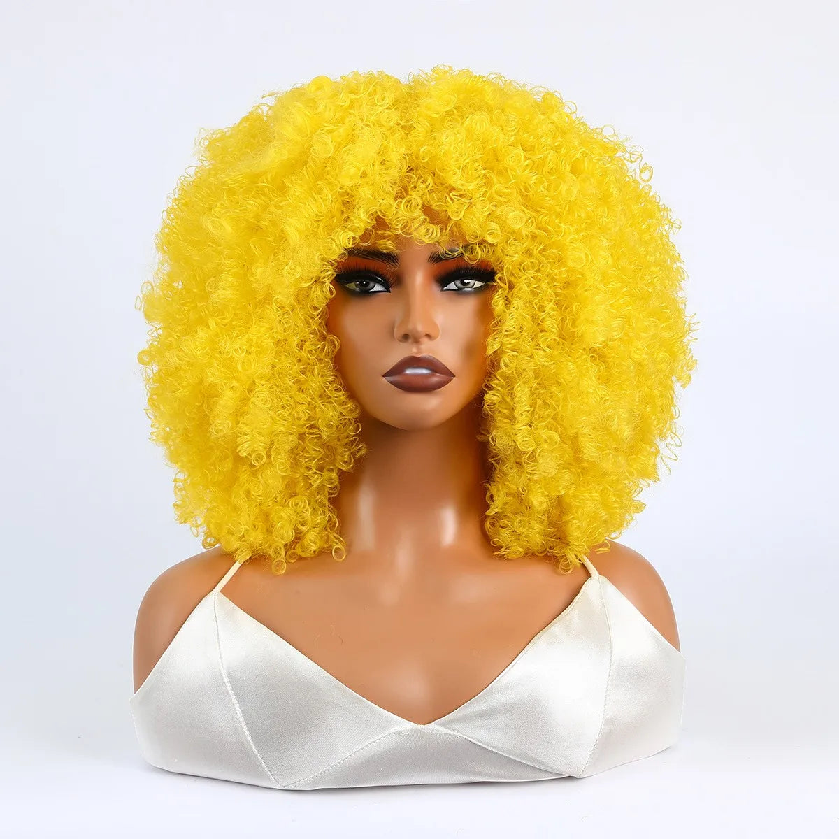 Synthetic 1 Piece 16 Inch Exploded Head Curly Wig, Synthetic Fiber Wig, Comfortable and Breathable Snapback Mesh Cap