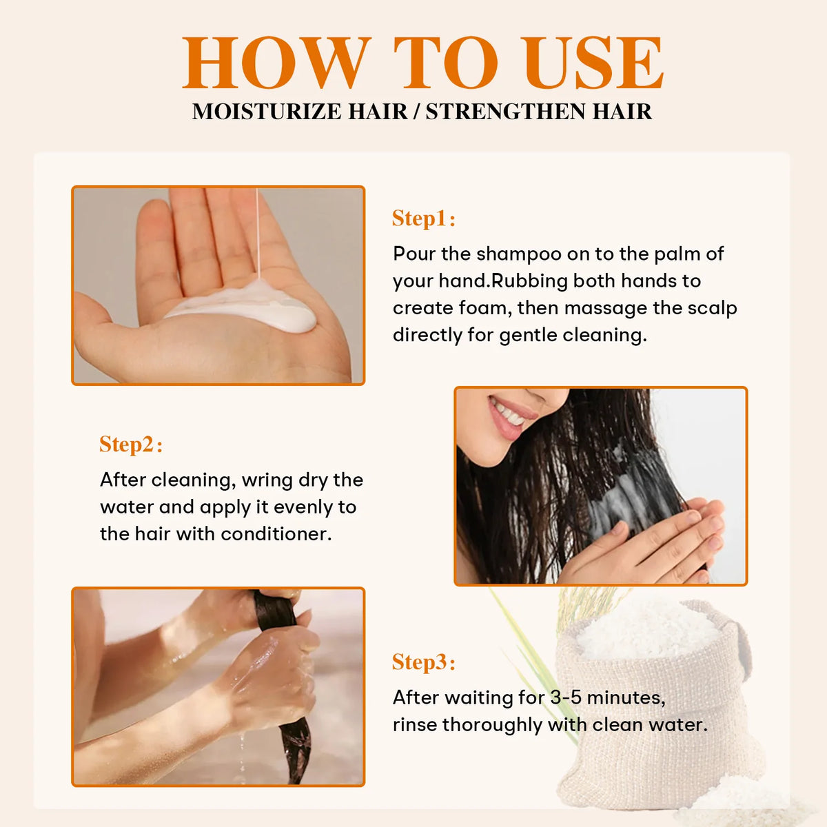 Rice Essence Shampoo & Conditioner Set – Gentle Cleansing with Deep Moisturizing for Smooth, Tangle-Free Hair.