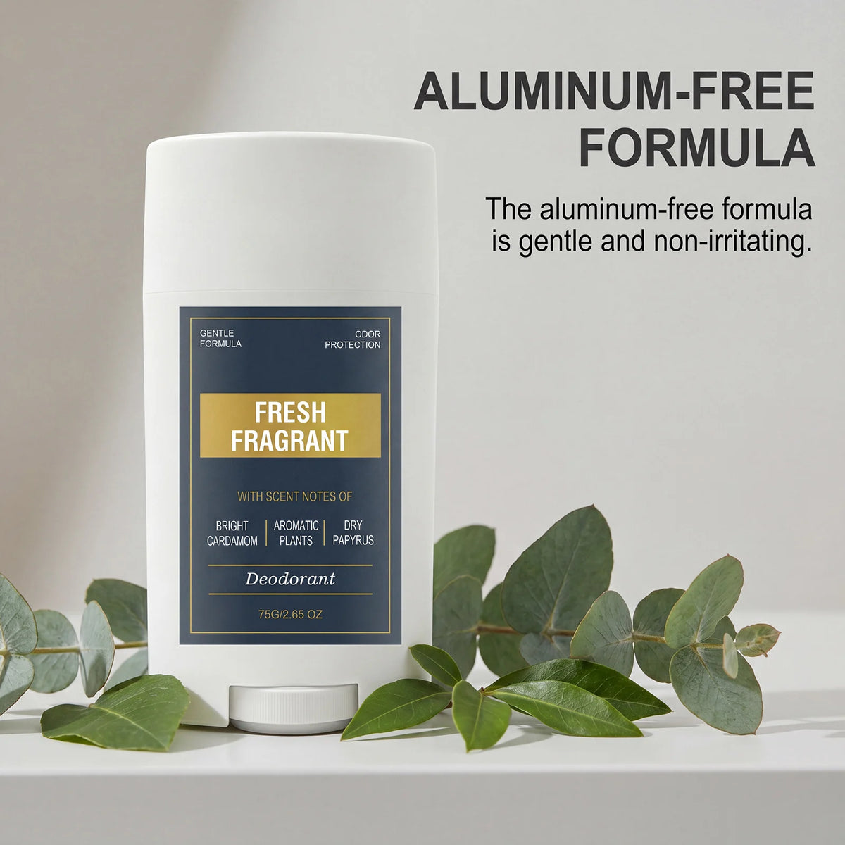 Fresh Fragrant Deodorant Stick for Men, Gentle Formula Odor Protection, Cardamom Papyrus Natural Scent Body Deodorant