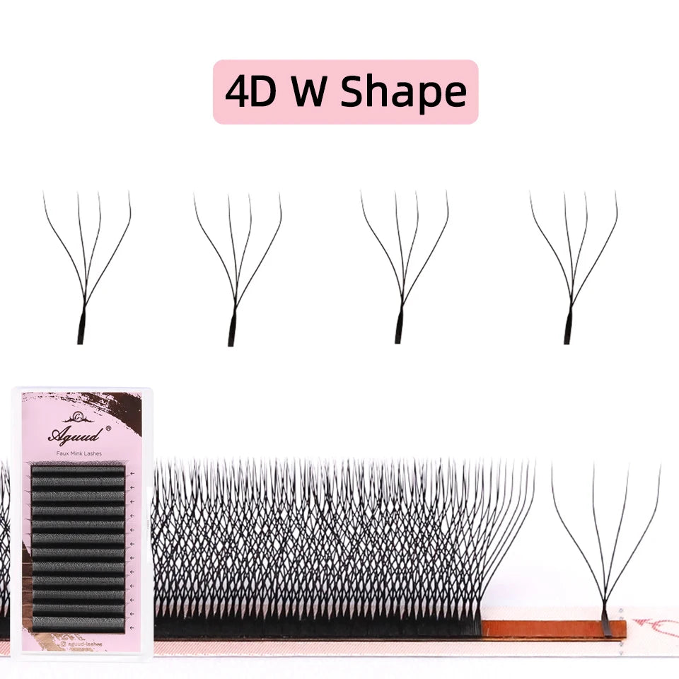 AGUUD 3D 4D Brown Premade Bloom Fans Lashes YY 5D-W Shaped Fairy Clover Volume Eyelash Extensions Soft Brown Fairy Clover Lashes