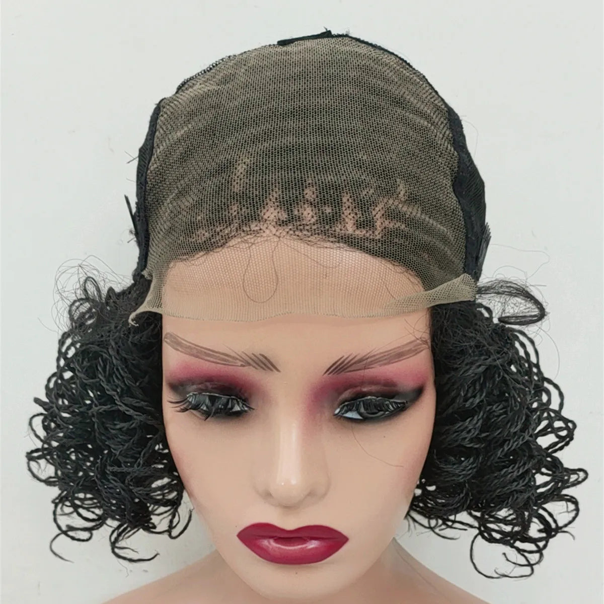 12 Inch Short Bob Braided Micro Curly Twist Wig on 5x5 Frontal Lace HD Natural Looking Box Braided Hair for Women