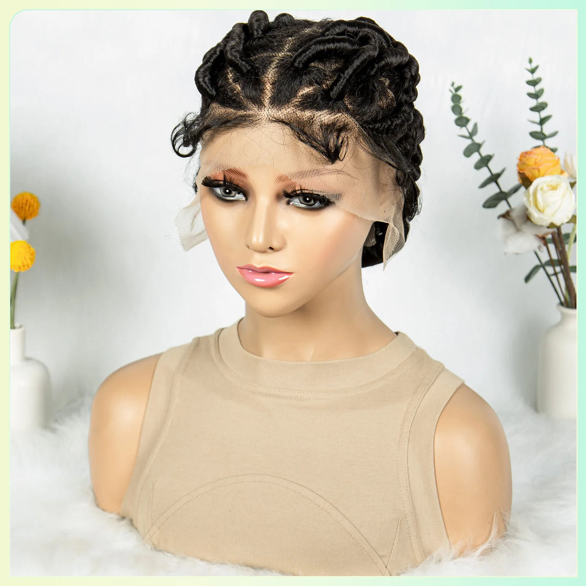 Full Lace Braided Wigs Crochet Twisted Wigs Synthetic Knotless Cornrow Transparent Lace Front Wigs for Black Women