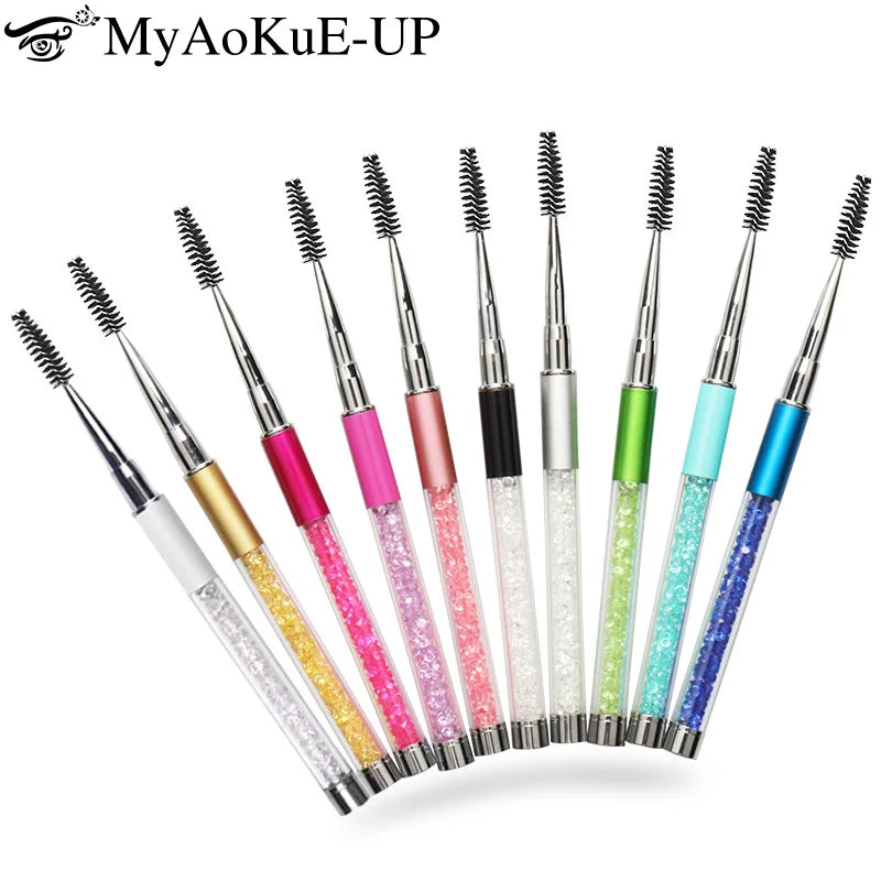 Rhinestone Handle Lash Brush Reusable Eyelash Brushes Mascara Applicator Wand Brushes Eyelash Extension Makeup Tool Eyelashes