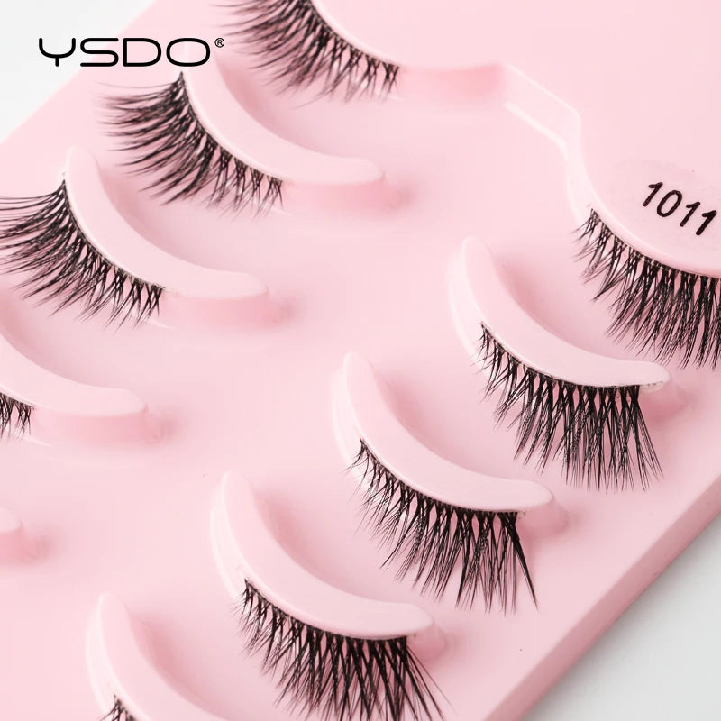 YSDO 5/10 Pairs Natural Eyelash Extension Hand Made Maquilagem Fluffy Fake Half Lashes Soft 3D Mink Lashes Makeup Faux Cilios