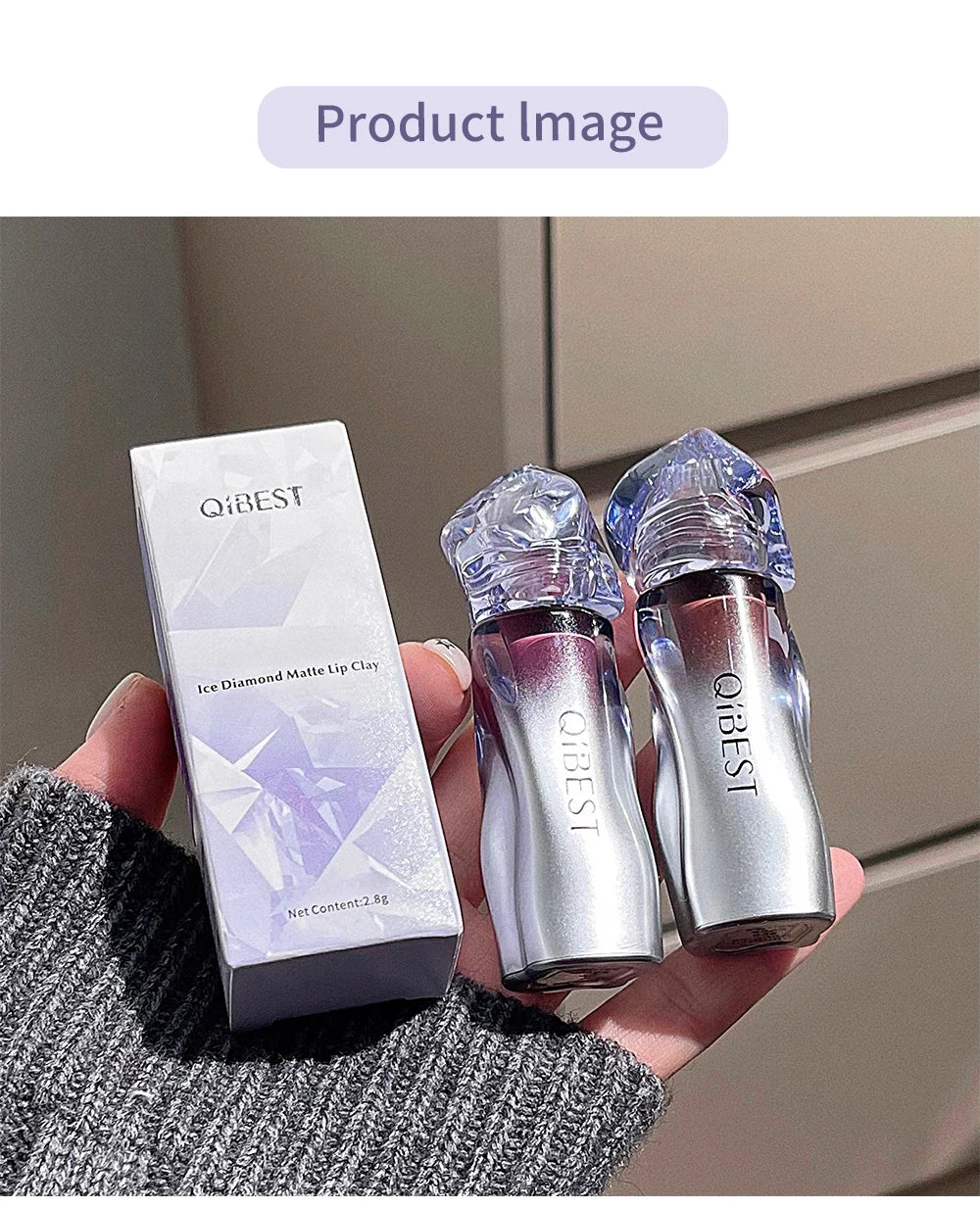 QIBEST Matte Velvet Liquid Lipstick Natural Long-Lasting Highly Pigmented Lip Mud Portable Finish Universal Lip Gloss Makeup