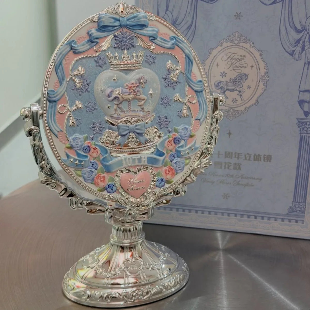 Flower Knows 10th Anniversary Vanity Mirror Rococo-Inspired Tabletop Mirror for Vanity & Display Makeup Big Mirrors