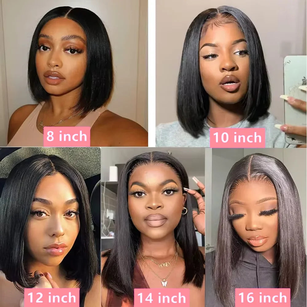 13x4 13x6 HD Bone Straight Bob Lace Frontal Human Hair Brazilian Short Bob Wig 250% Density Straight Natural Bob Wigs  5x5 Glueless Wig For Women