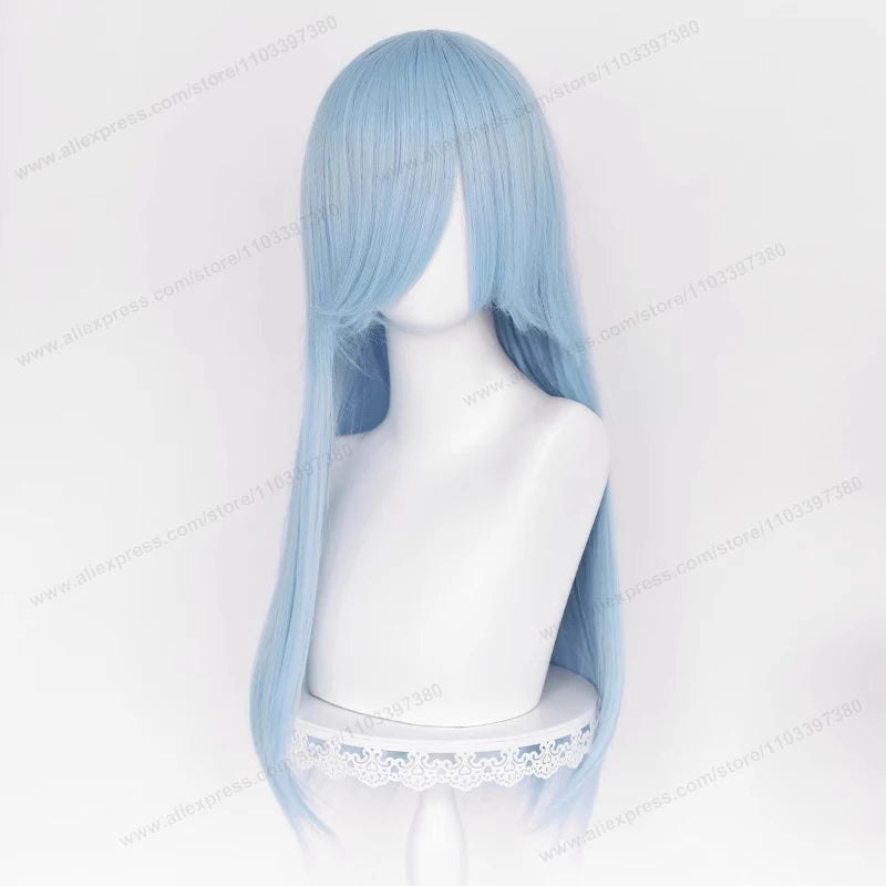 60cm Long Straight Cosplay Synthetic Wig With Bangs Golden Yellow Green Blonde Purple Heat Resistant Hair Anime Wigs + Wig Cap