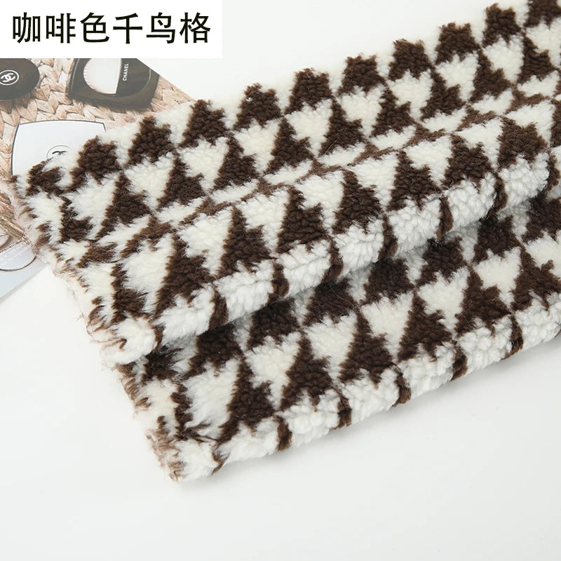 Thickened Short Hair Plush Fabric By The Meter for Needlework Autumn Coat Hoodies Dolls Diy Sewing Cloth Warm Soft Bear Plaid