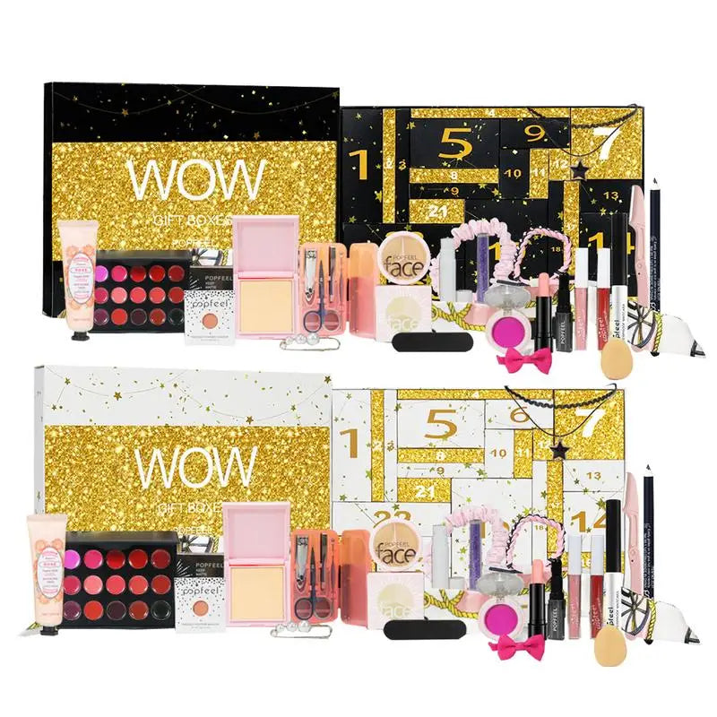 Christmas Advent Calendar Makeup Set Gift Box Christmas Lipstick Eyeshadow Cosmetics Set Party Makeup Gift Box For Women female