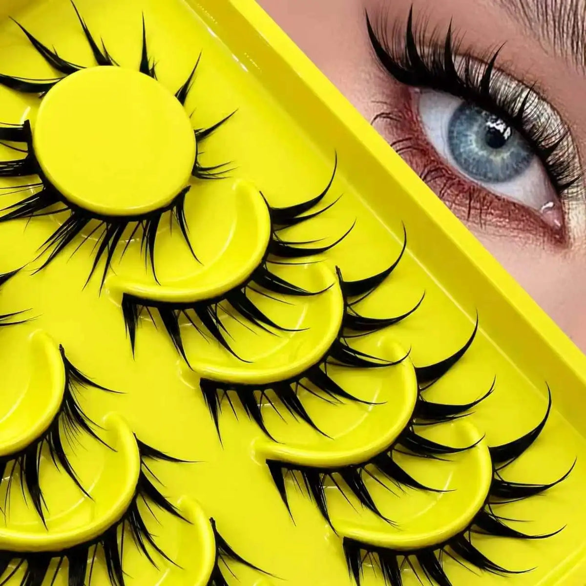 6 Pairs Spiky Dense Wet Look Manga False Eyelashes Cosplay Makeup For Daily Halloween Christmas Black Friday