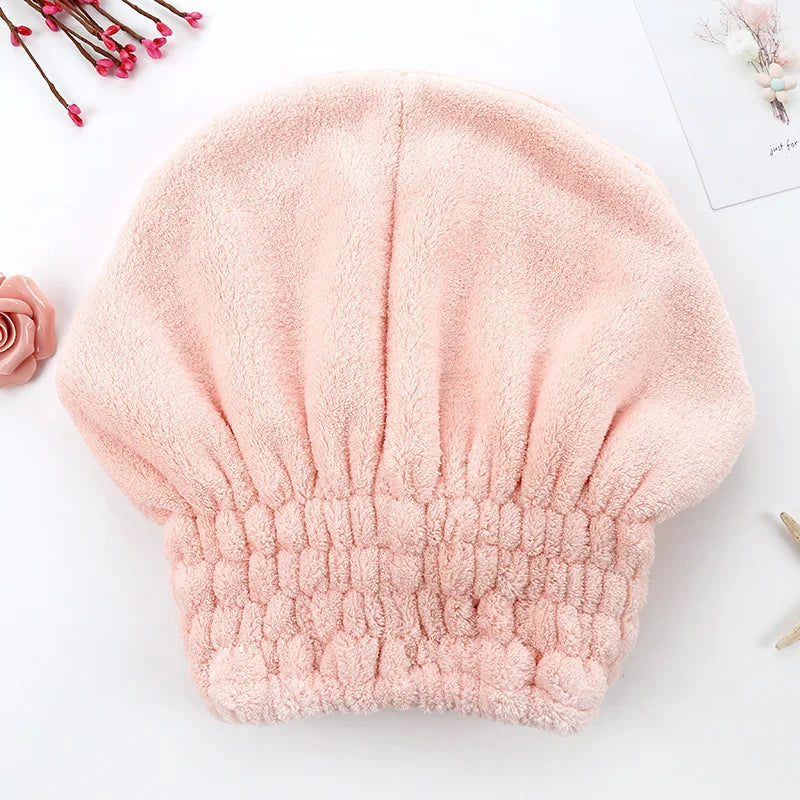Women's Dry Hair Cap Coral Fleece Super Absorbent Soft Shower Cap Microfiber Butterfly Bow Lady Turban Head Towels for Everyone